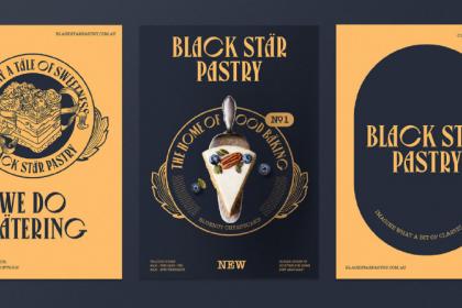 BlackStarPastry咖啡LOGO设计和品牌VI设计